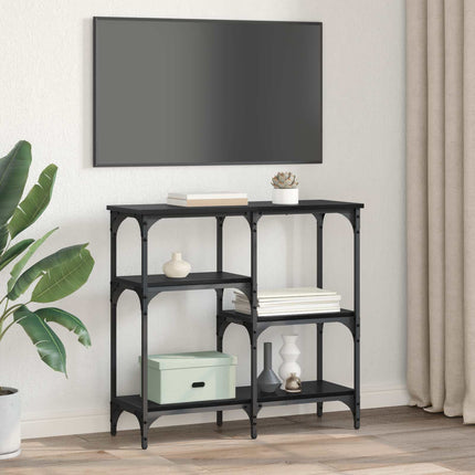 Konsolbord med hylla Svart Ek 80 x 29 x 75 cm Konstruerat trä