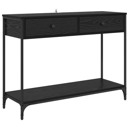 Konsolbord med låda Svart Ek 100 x 34,5 x 75 cm Konstruerat trä