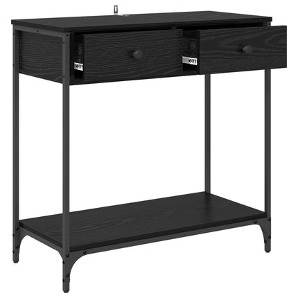 Konsolbord med låda Svart Ek 75 x 34,5 x 75 cm Konstruerat trä
