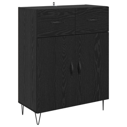 Sideboard med låda Svart Ek 69,5 x 34 x 90 cm Konstruerat trä
