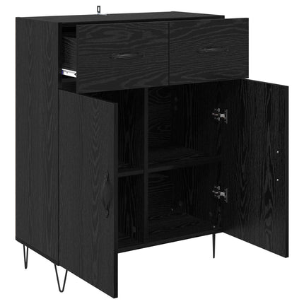 Sideboard med låda Svart Ek 69,5 x 34 x 90 cm Konstruerat trä