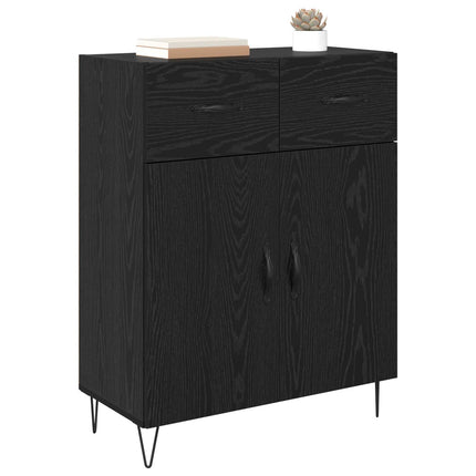 Sideboard med låda Svart Ek 69,5 x 34 x 90 cm Konstruerat trä
