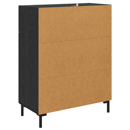 Sideboard med låda Svart Ek 69,5 x 34 x 90 cm Konstruerat trä