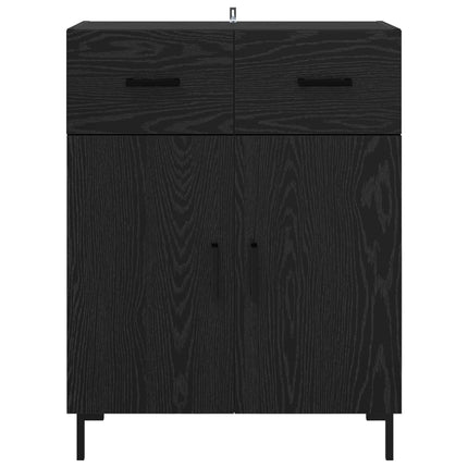 Sideboard med låda Svart Ek 69,5 x 34 x 90 cm Konstruerat trä