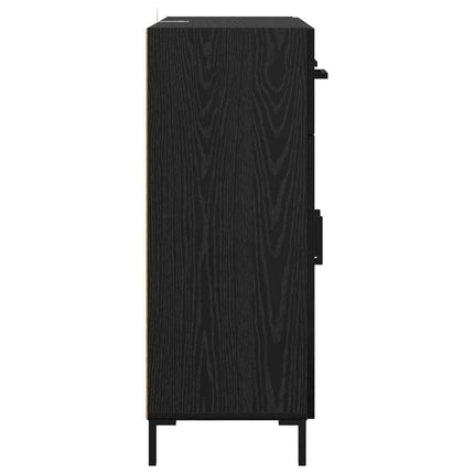 Sideboard med låda Svart Ek 69,5 x 34 x 90 cm Konstruerat trä