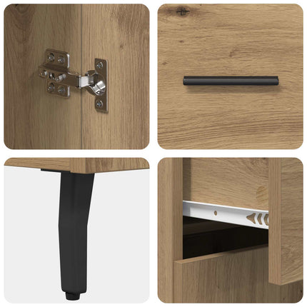 Sideboard med låda Artisan Ek 69,5 x 34 x 90 cm Konstruerat trä