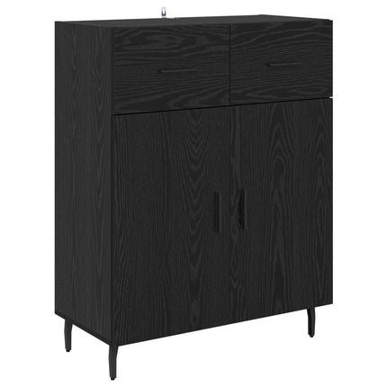 Sideboard med låda Svart Ek 69,5 x 34 x 90 cm Konstruerat trä