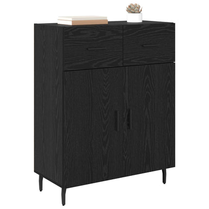 Sideboard med låda Svart Ek 69,5 x 34 x 90 cm Konstruerat trä
