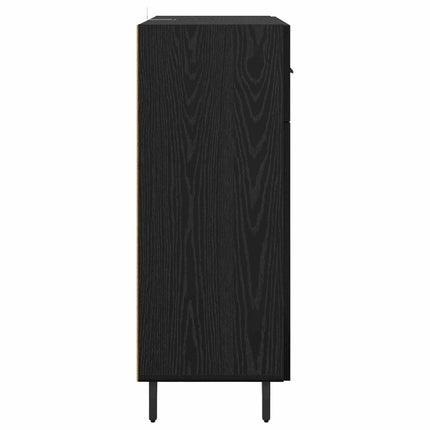 Sideboard med låda Svart Ek 69,5 x 34 x 90 cm Konstruerat trä