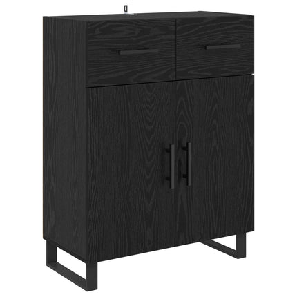 Sideboard med låda Svart Ek 69,5 x 34 x 90 cm Konstruerat trä