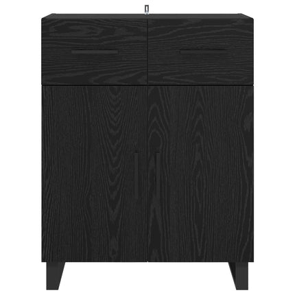 Sideboard med låda Svart Ek 69,5 x 34 x 90 cm Konstruerat trä