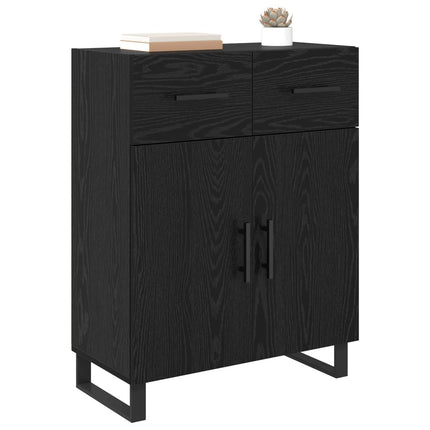 Sideboard med låda Svart Ek 69,5 x 34 x 90 cm Konstruerat trä
