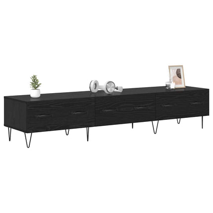 TV-skåp med låda Svart ek 150 x 36 x 30 cm Konstruerat trä