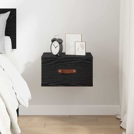 Väggmonterad sänggavel Svart Ek 35 x 35 x 20 cm Konstruerat trä