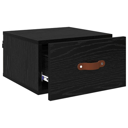 Väggmonterad sänggavel Svart Ek 35 x 35 x 20 cm Konstruerat trä