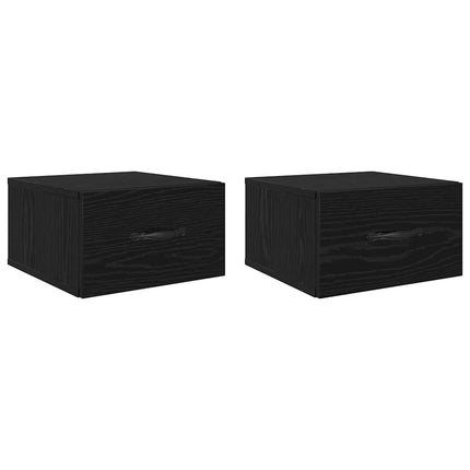 Nattduksbord 2 pcs Svart ek 35 x 35 x 20 cm Konstruerat trä