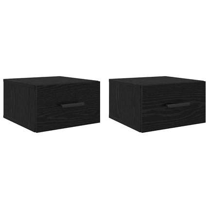Nattduksbord 2 pcs Svart Ek 35 x 35 x 20 cm Konstruerat trä