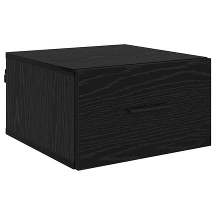 Nattduksbord med låda Svart ek 35 x 35 x 20 cm Konstruerat trä