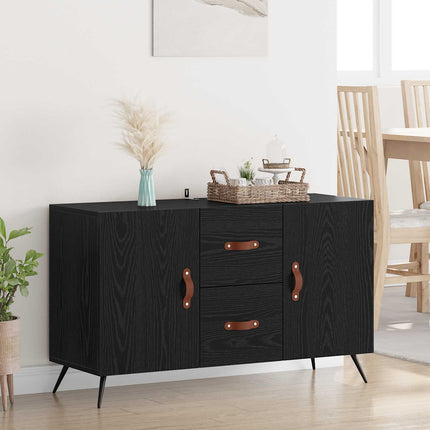 Sideboard med låda Svart Ek 100 x 36 x 60 cm Konstruerat trä