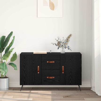 Sideboard med låda Svart Ek 100 x 36 x 60 cm Konstruerat trä