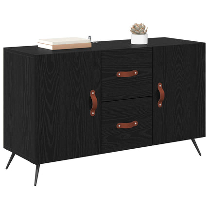 Sideboard med låda Svart Ek 100 x 36 x 60 cm Konstruerat trä
