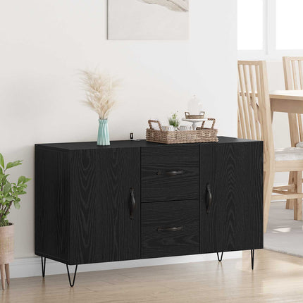 Sideboard med låda Svart Ek 100 x 36 x 60 cm Konstruerat trä