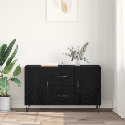Sideboard med låda Svart Ek 100 x 36 x 60 cm Konstruerat trä