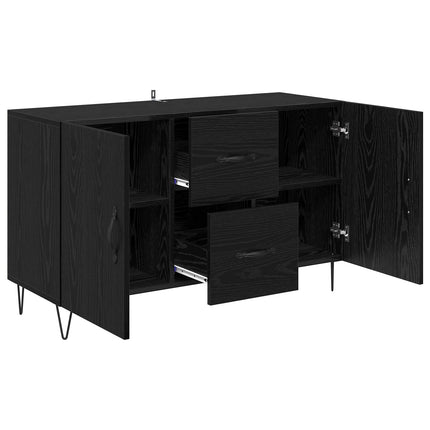 Sideboard med låda Svart Ek 100 x 36 x 60 cm Konstruerat trä