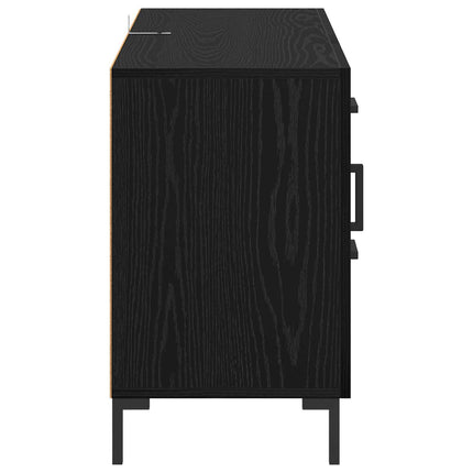 Sideboard med låda Svart Ek 100 x 36 x 60 cm Konstruerat trä