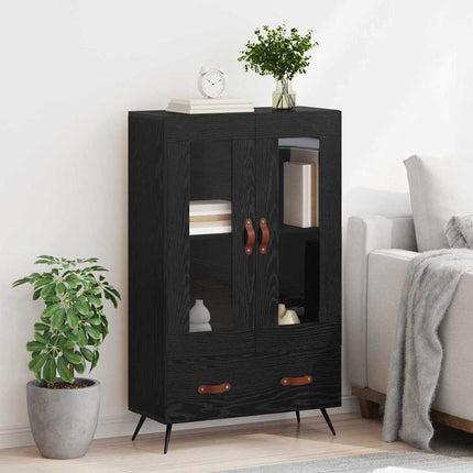 Skåp Svart Ek 69,5 x 31 x 115 cm Konstruerat trä och glas