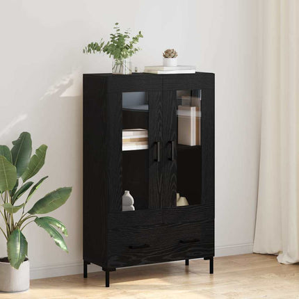 Skåp med låda Svart Ek 69,5 x 31 x 115 cm Konstruerat trä
