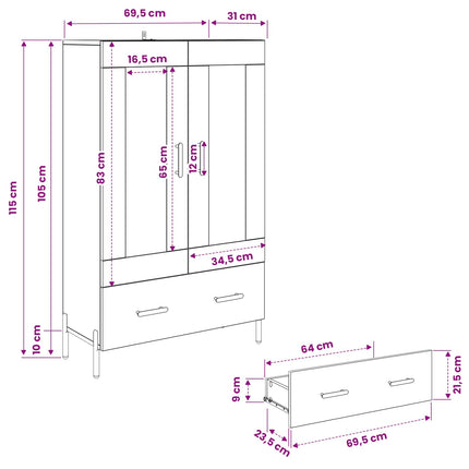Skåp Corona Gammalt trä 69,5 x 31 x 115 cm Konstruerat trä
