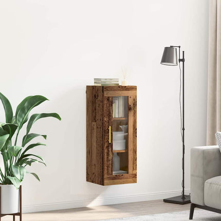 Väggskåp Gammalt trä 34,5 x 34 x 90 cm Konstruerat trä och glas