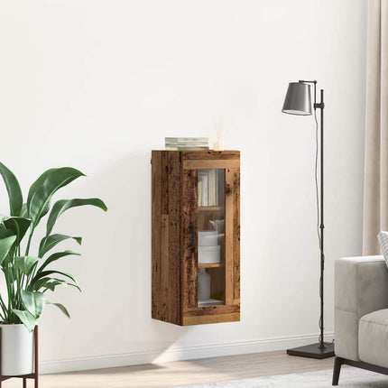 Väggskåp Gammalt trä 34,5 x 34 x 90 cm Konstruerat trä och glas
