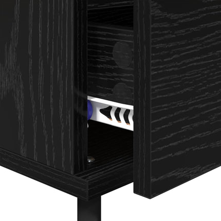 Nattduksbord 2 pcs Svart Ek 40 x 35 x 50 cm Konstruerat trä