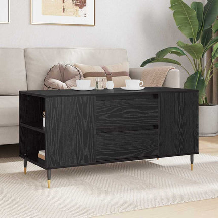 Kaffeebord med låda Svart Ek 102 x 44,5 x 50 cm Konstruerat trä