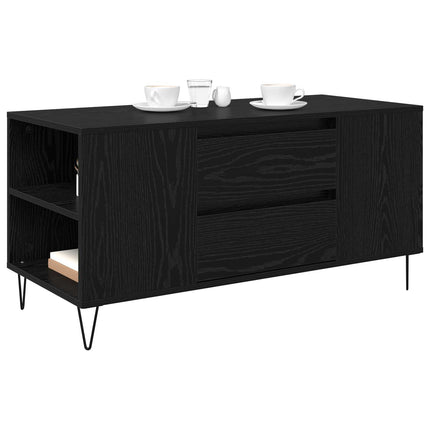 Kaffeebord med låda Svart Ek 102 x 44,5 x 50 cm Konstruerat trä