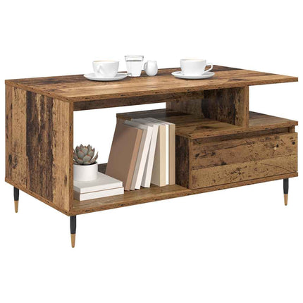 Kaffeebord med låda Gammalt trä 90 x 49 x 45 cm Konstruerat trä