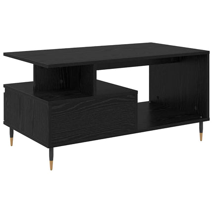 Kaffeebord med låda Svart Ek 90 x 49 x 45 cm Konstruerat trä