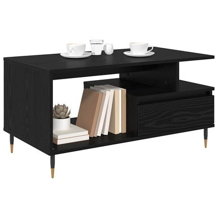 Kaffeebord med låda Svart Ek 90 x 49 x 45 cm Konstruerat trä