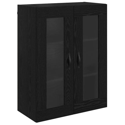Väggskåp Svart Ek 69,5 x 34 x 90 cm Konstruerat trä och glas