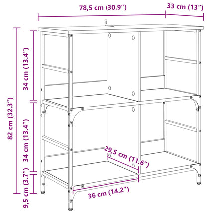 Hyllsystem 4 nivåer 78.5 x 33 x 82 cm Konstruerat trä