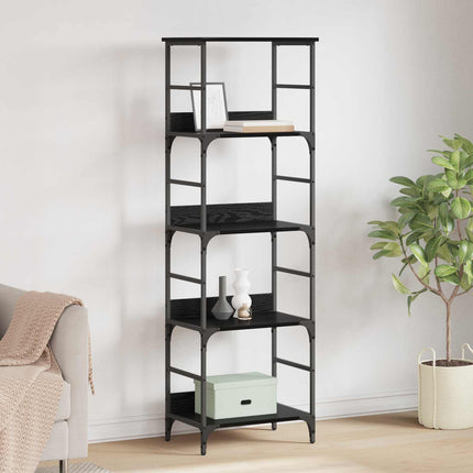 Hyllsystem Svart Ek 50 x 33 x 153 cm Konstruerat trä