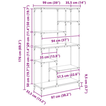 Hyllsystem 5 nivåer 99 x 35,5 x 176 cm Konstruerat trä