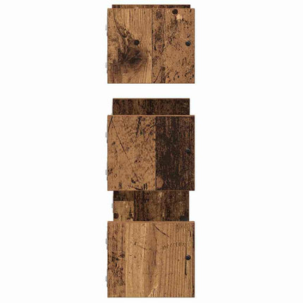 Vägghyllset 3 pcs Gammalt trä 40x16x14cm Konstruerat trä