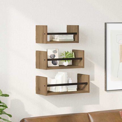 Vägghyllset 3 pcs Artisan Ek 40x16x14cm Konstruerat trä