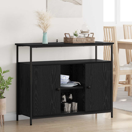 Sideboard Svart Ek 100 x 35 x 80 cm Konstruerat trä