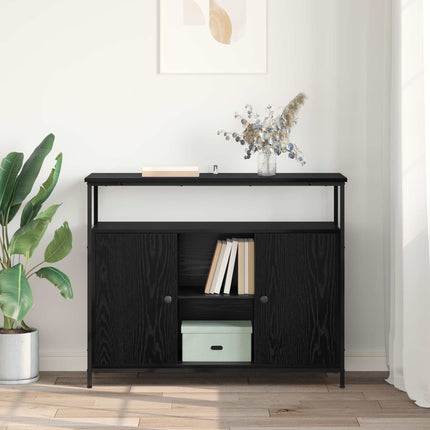 Sideboard Svart Ek 100 x 35 x 80 cm Konstruerat trä