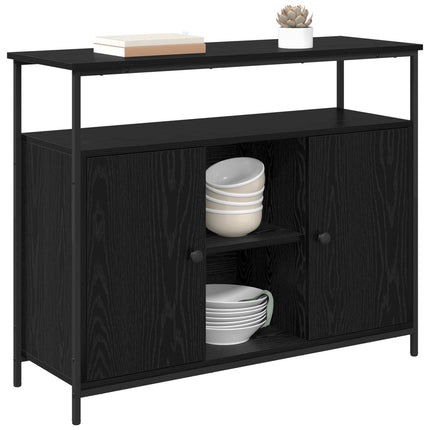 Sideboard Svart Ek 100 x 35 x 80 cm Konstruerat trä