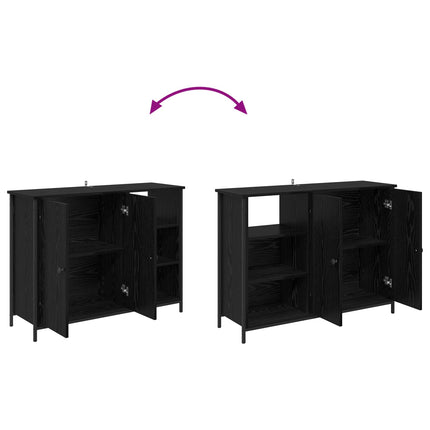 Sideboard Svart Ek 100 x 33 x 75 cm Konstruerat trä